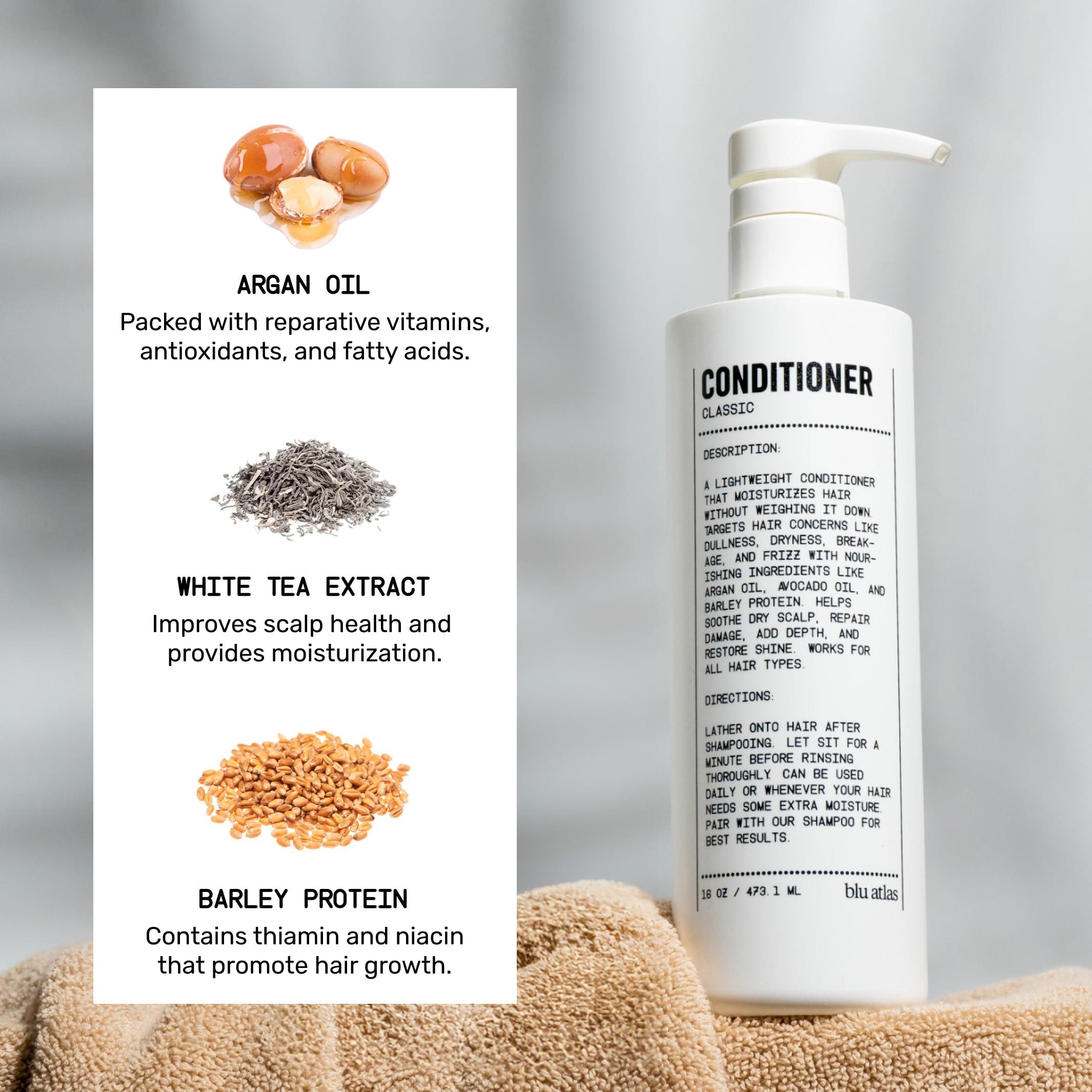 Blu Atlas Blu Atlas Men's Shampoo and Conditioner Bundle - Classic Scent - Hydrating, Nourishing Conditioner for Healthy Hair, All Hair Types - 16 oz Bottle