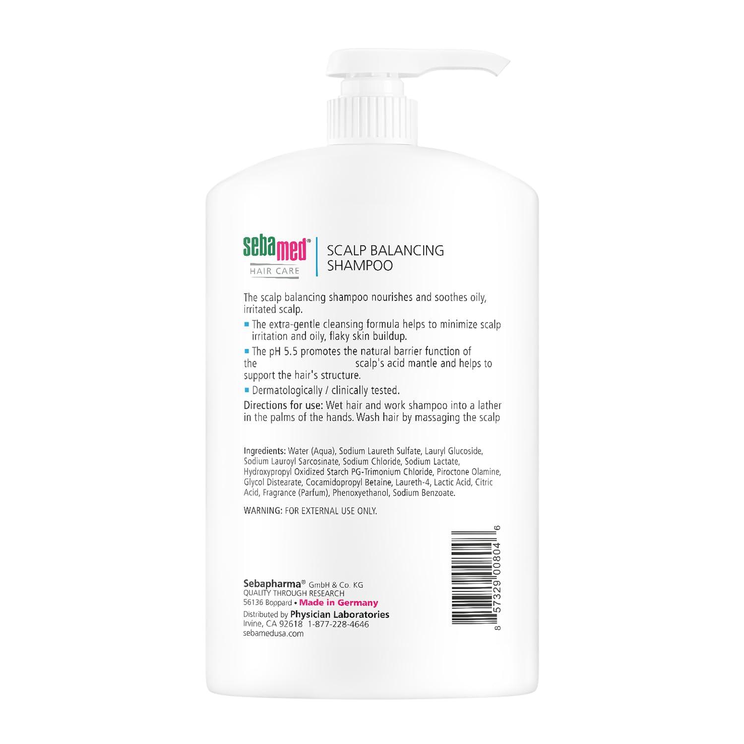 SEBAMED Sebamed Scalp Balancing Shampoo - Gentle Anti Dandruff Shampoo Formula for Oily Hair and Flaky Scalp 33.8 Fluid Ounces (1 Liter with Pump) Pack of 2