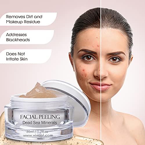 Vivo Per Lei Vivo Per Lei Facial Peeling Gel - Contains Dead Sea Minerals and Nut Shell Powder - Gentle Face Exfoliator Scrub and Blackhead Remover - Pack of 3