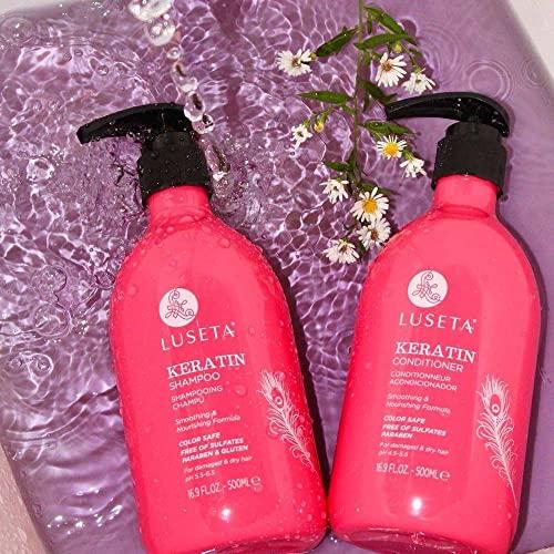 L LUSETA Luseta Keratin Shampoo and Conditioner Set Moisturizing Treatment for Dry Hair Smooth & Repair Damaged Hair for Women Sulfate Free 16.9 oz