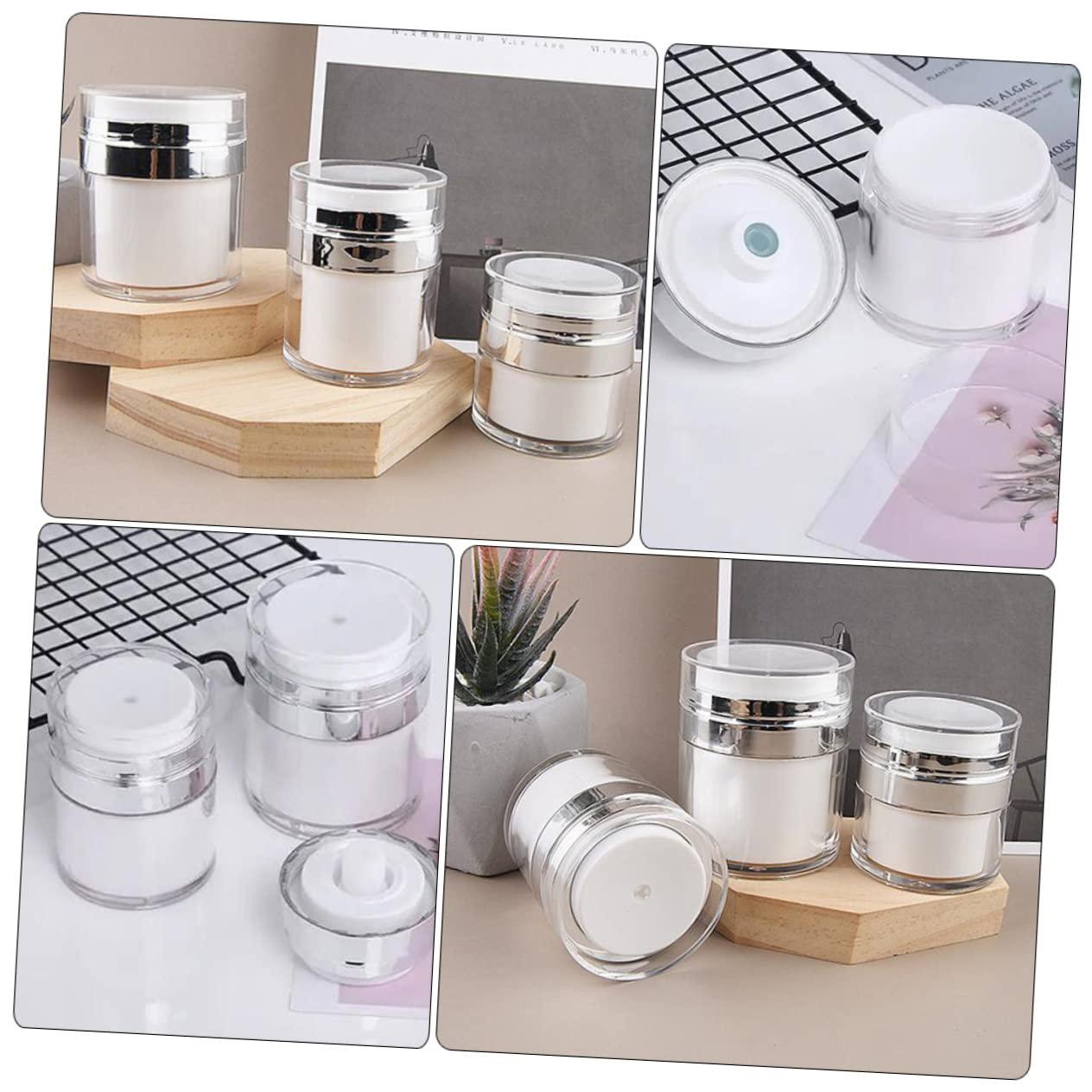 FOMIYES FOMIYES 4 Pcs Press Cream Jar airless Jars for Cosmetics airless Lotion Pump Bottle Pump Bottle Dispenser Pressing Type Bottle Cream Pump Dispenser jar pp Liquid Pump Acrylic Travel White