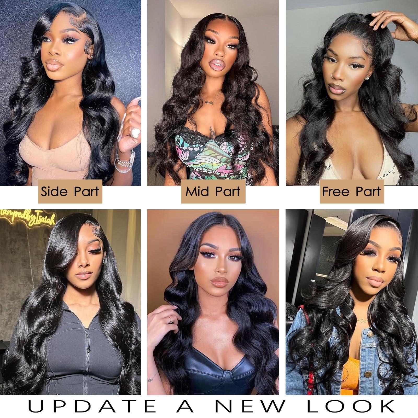Wjnvfioo Bone Straight Human Hair Bundles With 13X4 Lace Frontal Closure With Extensions Brazilian Weave Bundles With Closure 13\" x 4\" 12 14 16 frontal10