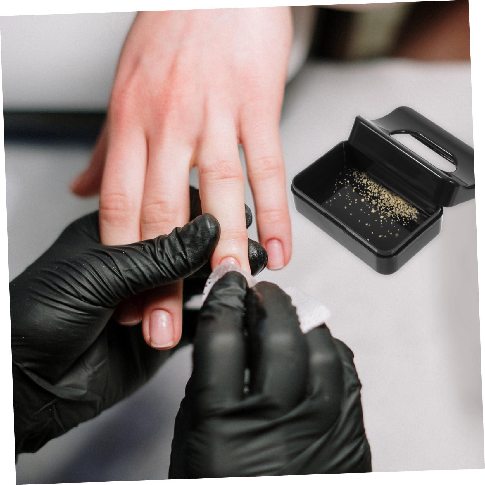 Housoutil Housoutil 3 Pcs Glitter Storage Box Black Trays Nail Glitter Case Black Serving Tray Nail Art Tool Nail Dip Case Dip Rhinestone Balm Tin Jar Containers Tubes Gloss Lids Plastic