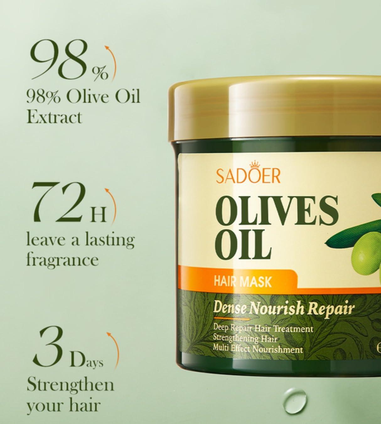 Generic Generic Olive oil repair, smooth and nourishing hair mask, silky and glossy baked oil cream hair conditioner17.63oz 500ml, Clear