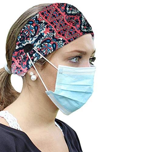 Bohend Bohend Boho Button Headband Wide Stretchy Daily Use Knotted Headwear Sport Athletic Yoga Gym Hair Accessories for Women and Girls(3pcs) (A)