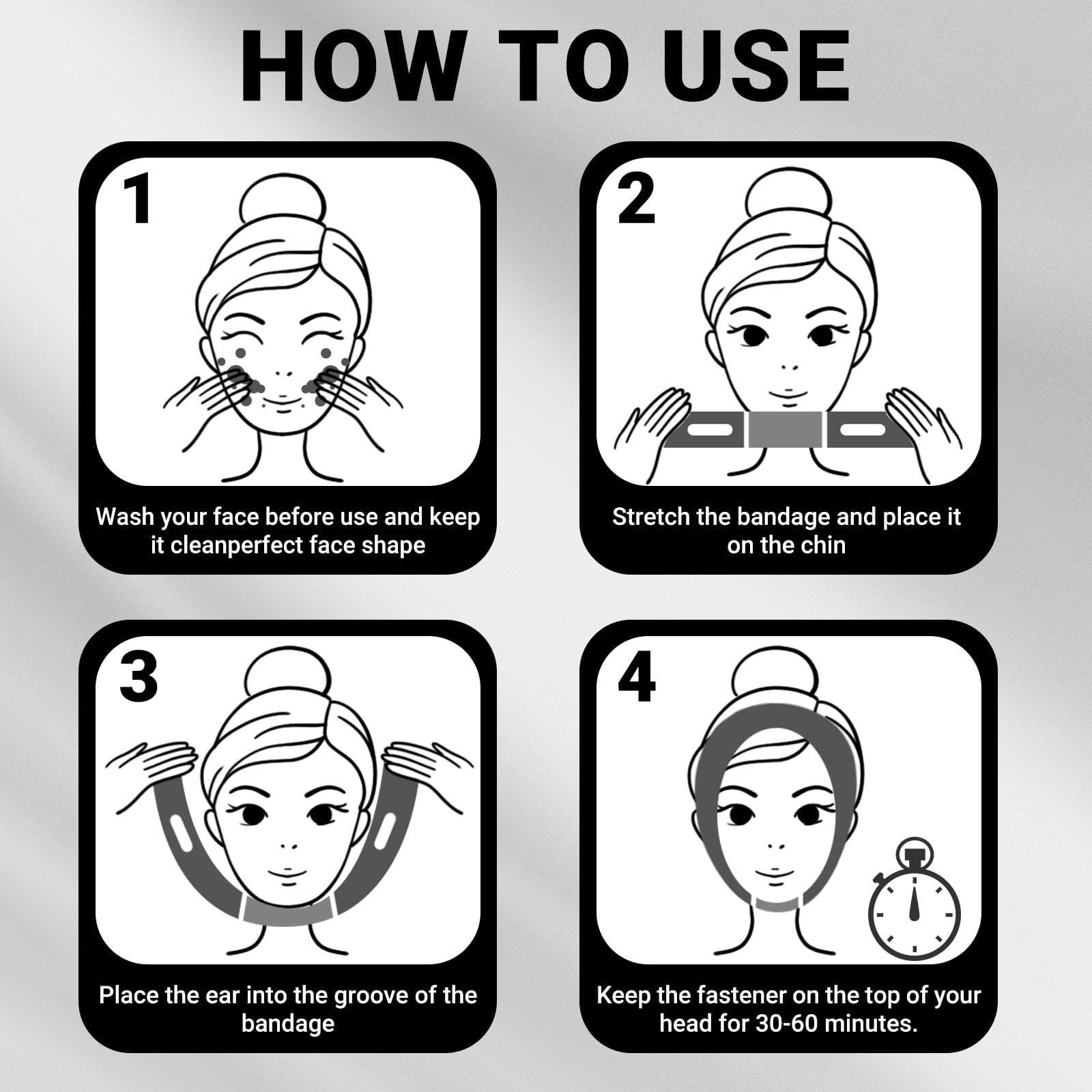 Juskaa Juskaa Reusable V Line Lifting Mask with Chin Strap for Women,Face Lift Prevent Sagging, Jaw Exerciser,Light pink