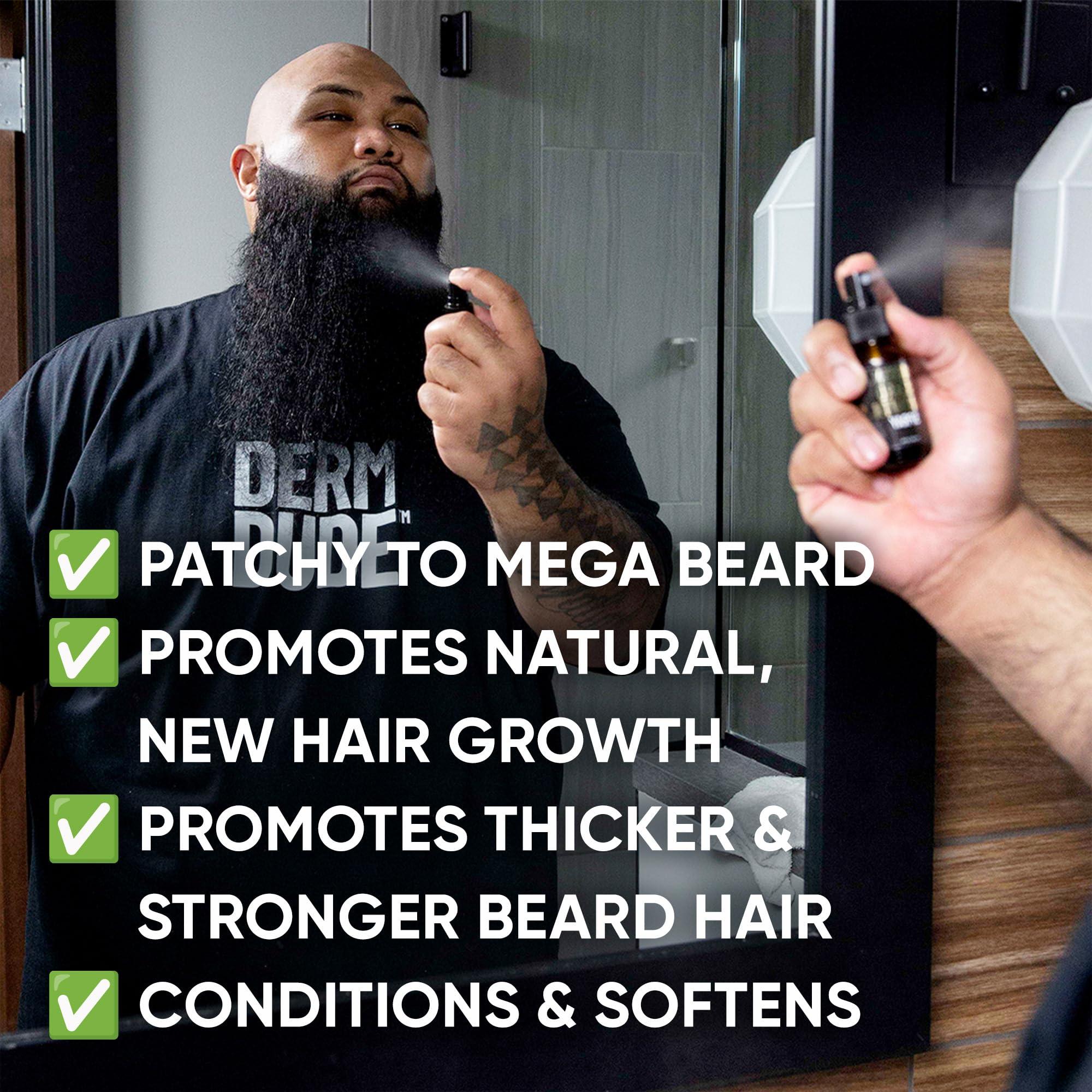 Derm Dude Derm Dude Biotin Beard Growth Spray for Men | Formulated with Biotin & Bamboo Extract for Hair Growth | Promotes Thicker Fuller Beard | For Stronger Healthier Beard Growth, Non-Greasy Grooming- 1 oz