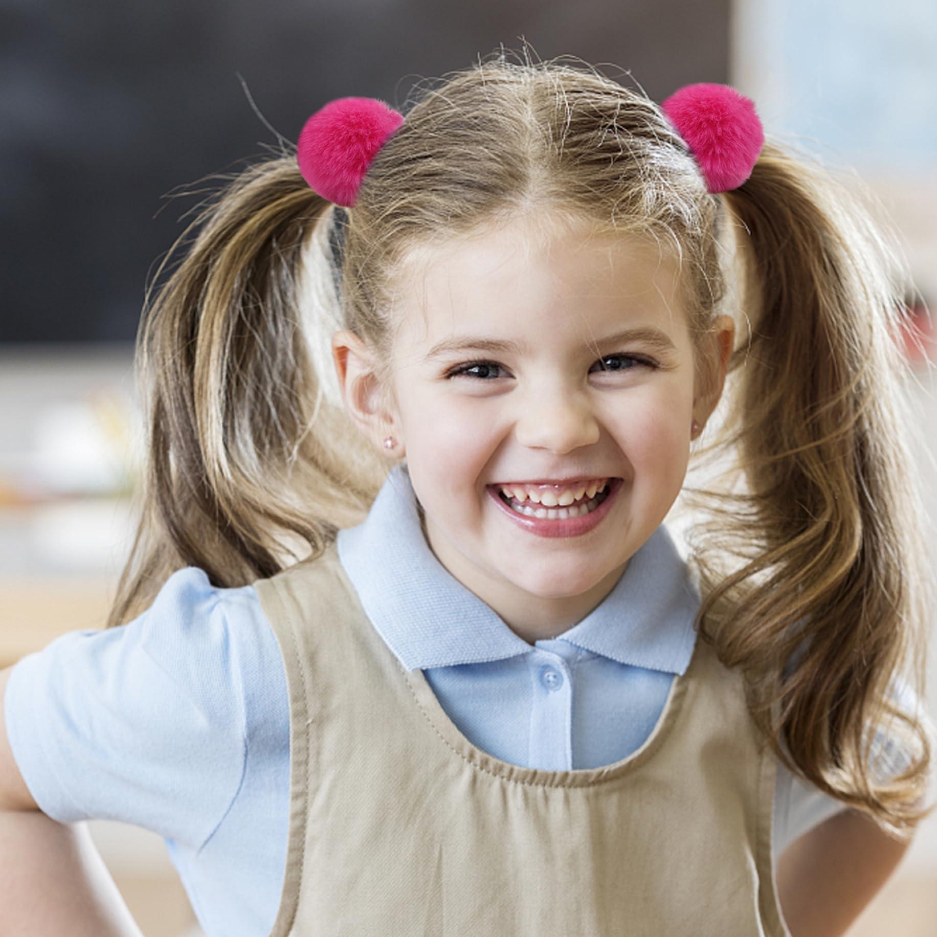 XUEYEGONGJI Hair Bobbles for Girls 4 Pairs Cute Hair Ties with Ball Elastic Ponytail Holders Hair Band for Girls Hair Accessories Cute Hair Ties