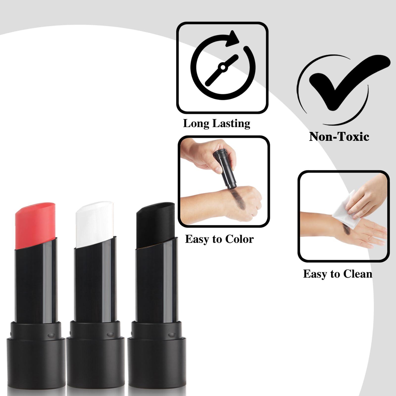 MEICOLY MEICOLY Clown White Joker Devil Makeup Kit,Cream Black White Red Face Body Paint Stick,Halloween Face Paint for Vampire Skeleton Clown Spiderman,Eye Black Stick for Baseball/Football/Softball