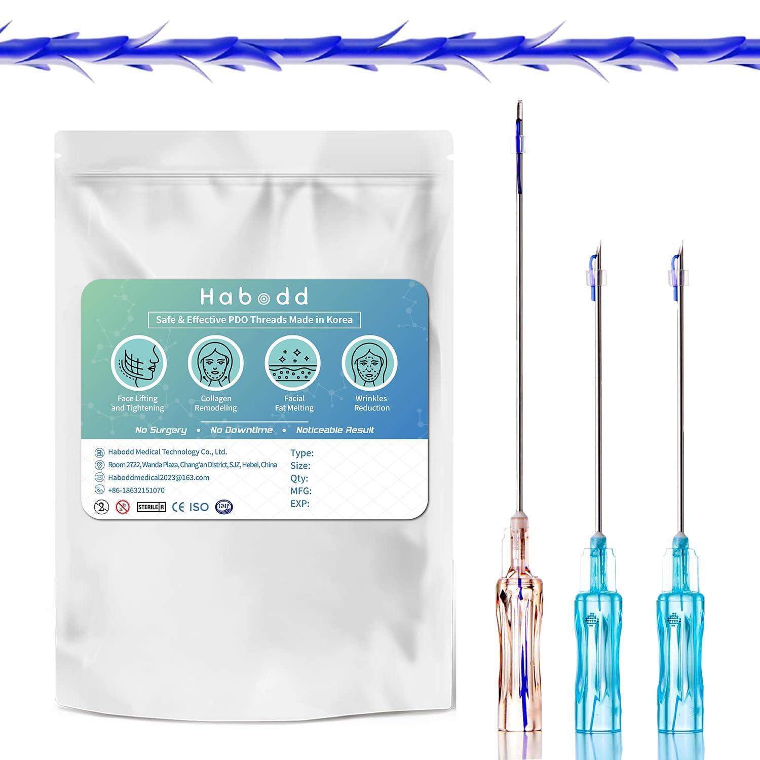 Habodd Pdo Cog Threads 19G100MM, Cog Threads Face Lift Bullet Blunt 10Pcs Pdo Threads Lift for Face/Body 360R Bi-direction Barb Lifting Cog 6D Type