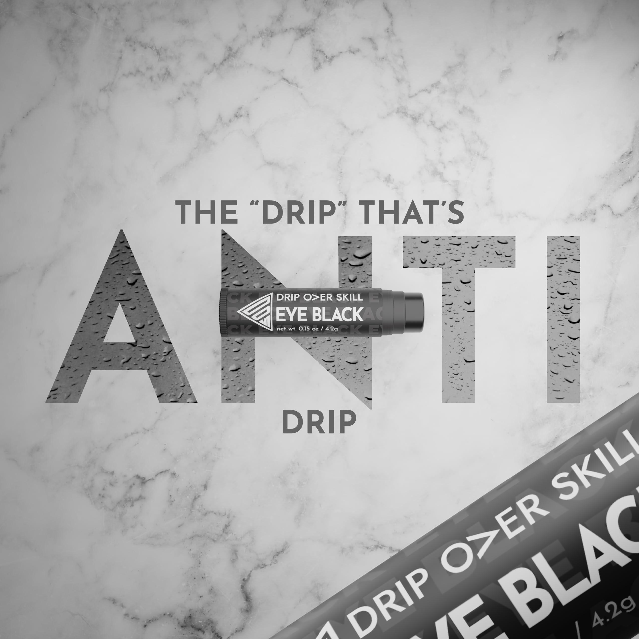 Drip Over Skill D.R.I.P Over Skill Sports Eye Black Stick, Face Paint for Baseball, Softball, Lacrosse, Football, Soccer, Hockey, Natural Ingredients, Hypoallergenic & Dermatologist Tested,1 Pack w/Keychain Sleeve