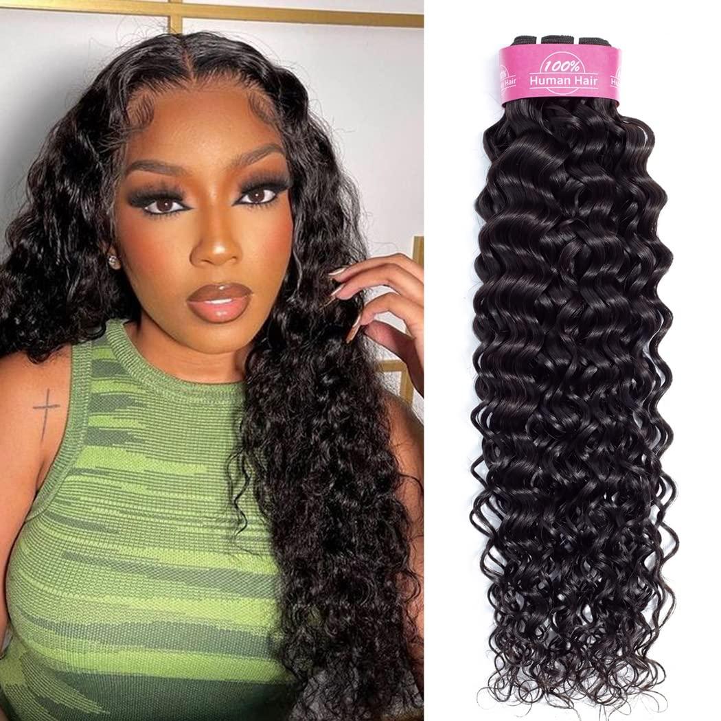 Odir Odir Water Wave Human Hair 1 Bundle 30 Inch Unprocessed 9A Brazilian Wat and Wavy Virgin Hair Bundles Curly Hair Weft 100g Natural Color