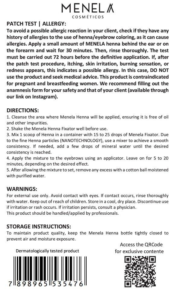 Menela MENELA Eyebrow Henna Tint - Medium Brown Henna Brow Dye with Bamboo Extract for Enhanced, Natural-Looking Brows - 2.5g Henna Powder & 15ml Fixer - Eyebrow Tint Kit