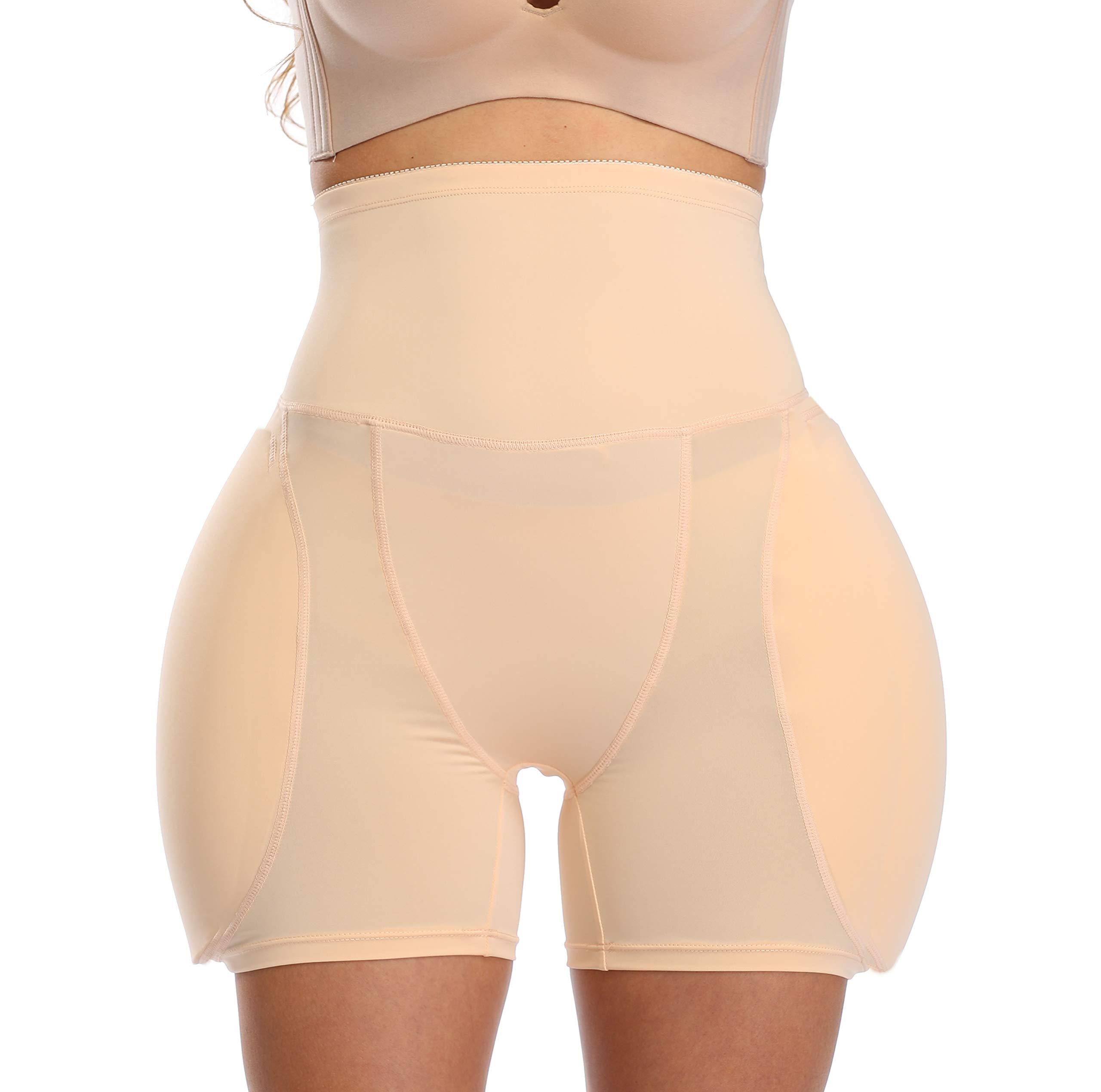 BIMEI 2PS Sponge Padded Women\'s Underwear HIPS Butt Hip Up Padded Enhancer Hip Pants Suitable for Low Waist Skirt (6XL, Beige High Waist)