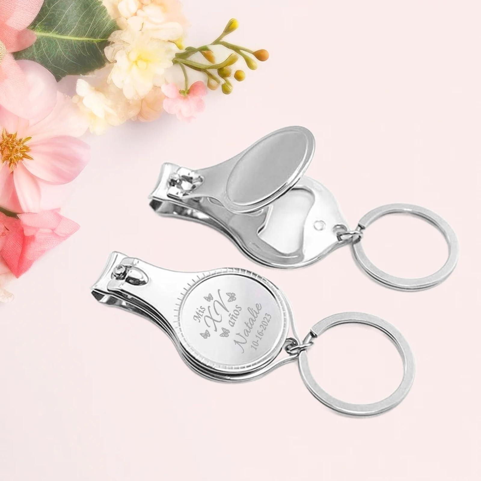 KQISAN KQISAN Custom Nail Clipper Keychain - Personalized Name and Date Nail Clipper Bottle Opener, Wedding Gift for Guest Engraved Personalized Wedding Favors,Custom Design,30Pcs