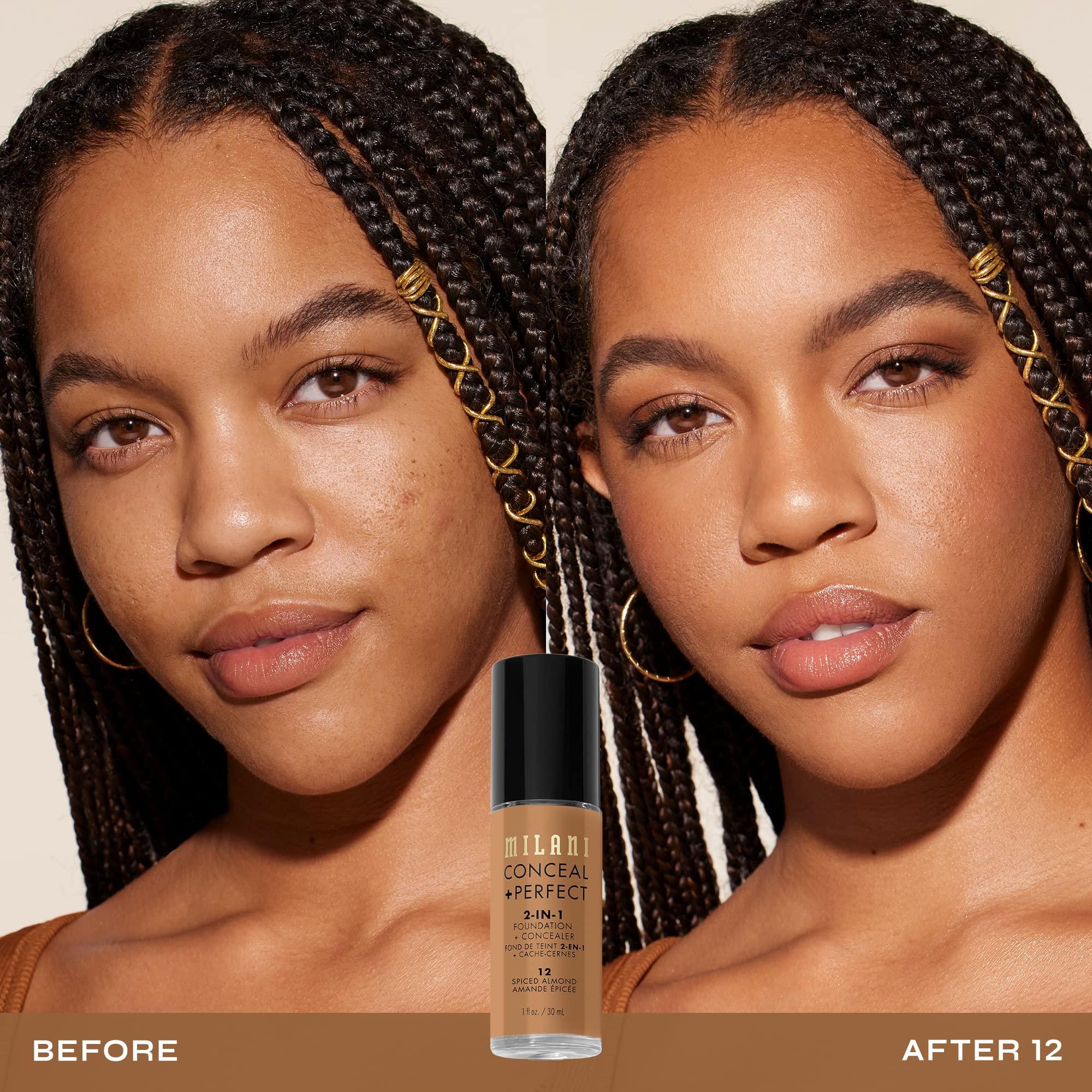 Milani Milani Conceal + Perfect 2-in-1 Foundation + Concealer - Spiced Almond (1 Fl. Oz.) Cruelty-Free Liquid Foundation - Cover Under-Eye Circles, Blemishes & Skin Discoloration for a Flawless Complexion