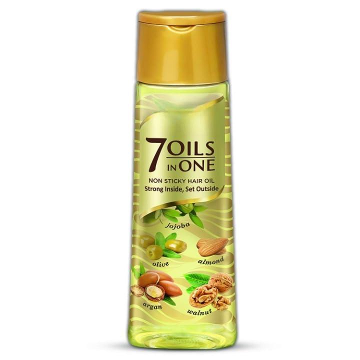 india 7 Oils In One Non Sticky and Non Greasy Hair Oil, Free of Sulphates, Parabens and Chemicals with Goodness of Almond Oil, Coconut Oil, Argan Oil and Amla Oil - 200ml