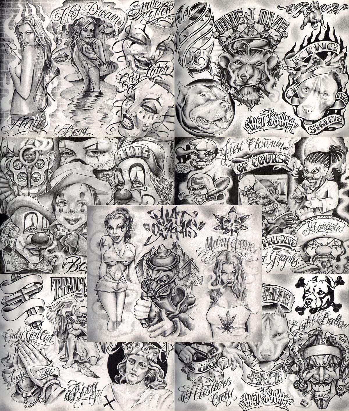 Tattoo Life Boog From The Streets With Love Gangsta Style Tattoo Flash 46 Sheets 11x14" Amazing Set For Tattoo Shop Display …