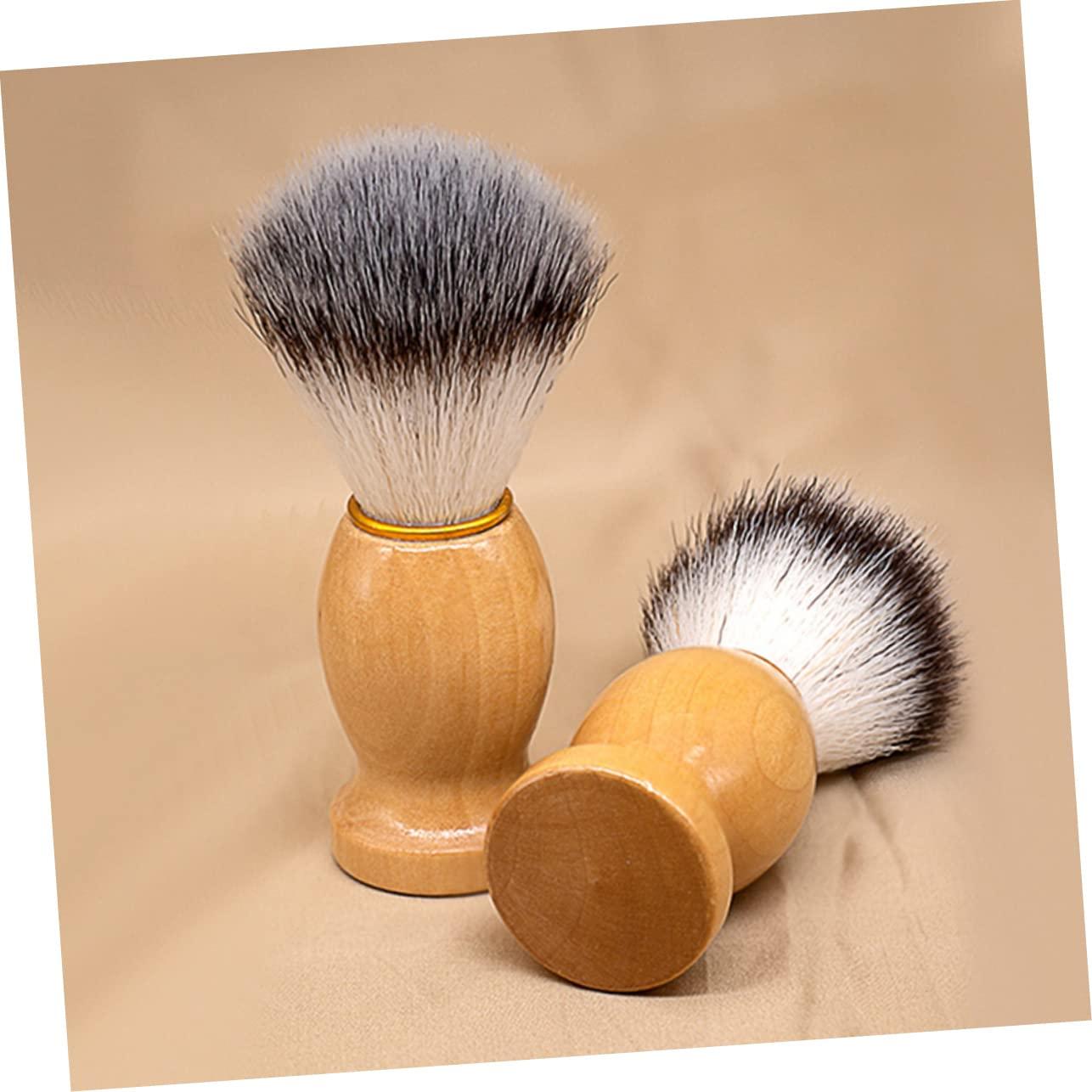 FOYTOKI FOYTOKI 2pcs Shaving Brush Leaf Twig Razor Duster Brush Handheld Beard Brush Shave Brush Kit Shaving for Men Hat Shaving Mens Shaving & Removal Products Sponge Light Brown Wood