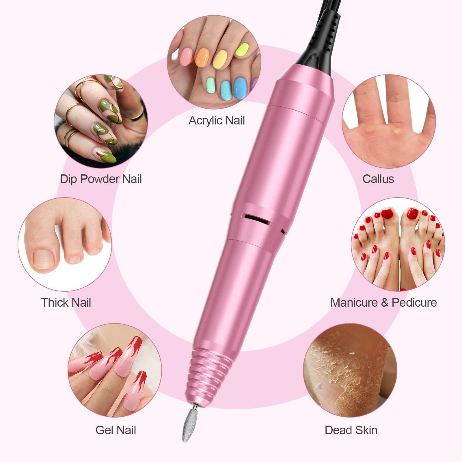 Hoinvo Nail Drill Handpiece Replacement for Professional Nail Drill Machine, 20000 RPM Handpeice Replacement Parts for SUBAY, ALLES, HOINVO and JIASHENG, Pink