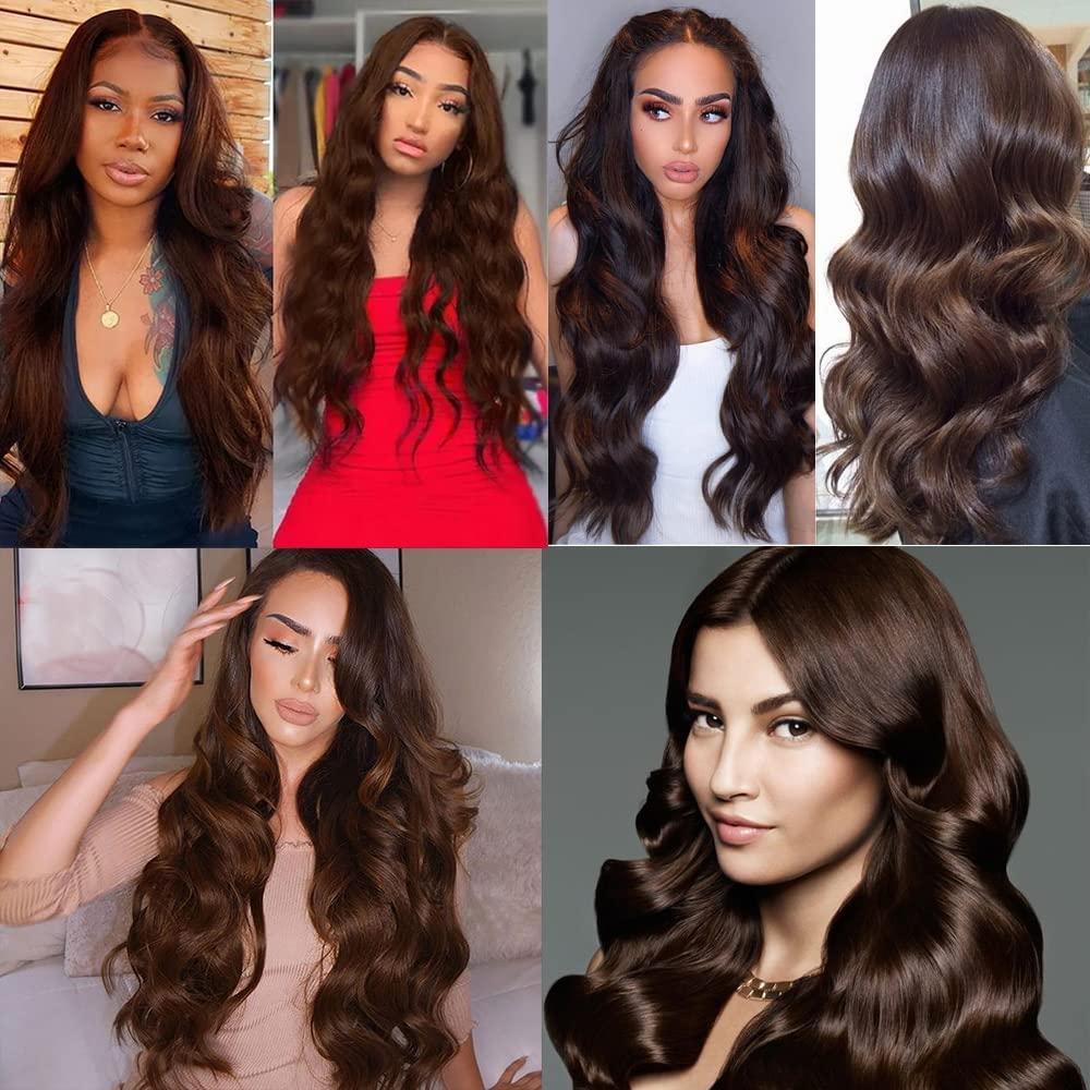 Lagalaga Lagalaga Body Wave Dark Brown 4# Human Hair Bundles Unprocessed Brazilian Virgin Hair Bundles Dark Brown 4# Human Hair Quick Weave Hair Extension