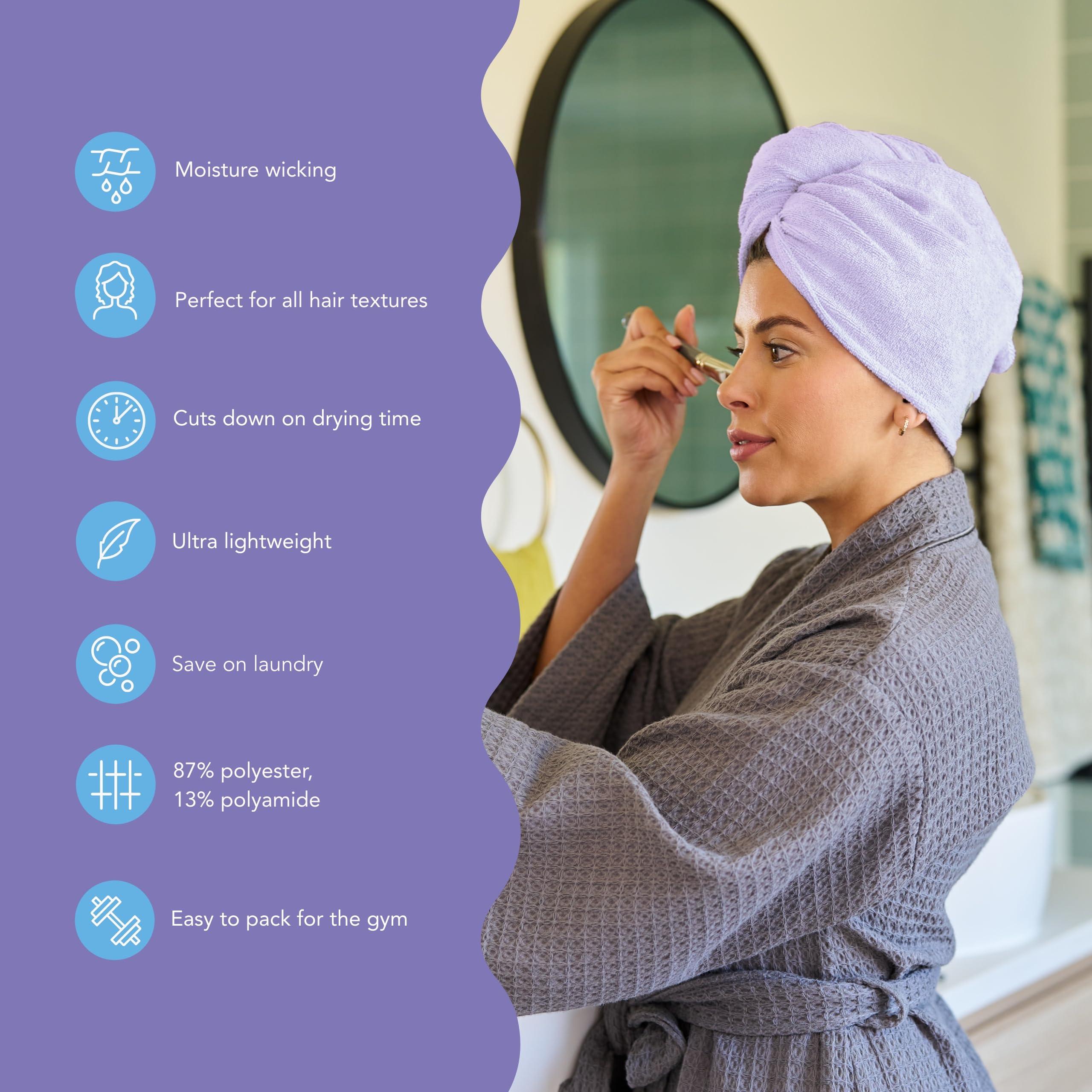 Turbie Twist Turbie Twist 2-Pack Microfiber Hair Towel for Beauty, Travel, Gifting - Wrap Turban for Straight, Wavy & Curly Hair - Premium Personal Care - Lilac & Lemon