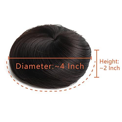 HSPJHTM 2 PCS Messy Bun Hair Piece Human Hair Messy Rose Bun Hair Buns Hair Piece for Women Real Hair Scrunchies Updo Hair Pieces Bun Extension Ponytail Messy Hair Bun - Black