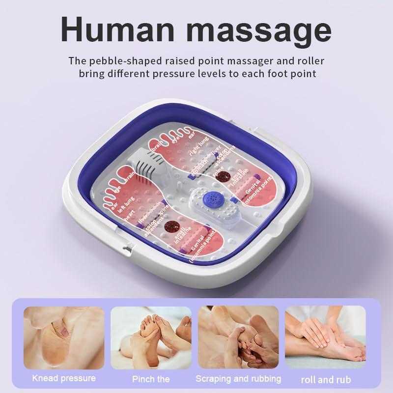 ele ELEOPTION ele ELEOPTION Collapsible Pedicure Foot Spa Electric Foot Bath Spa with Heat and Massage, Bubble, Foot Massager Spa for Feet Stress Relief Soaker Home Basin Purple