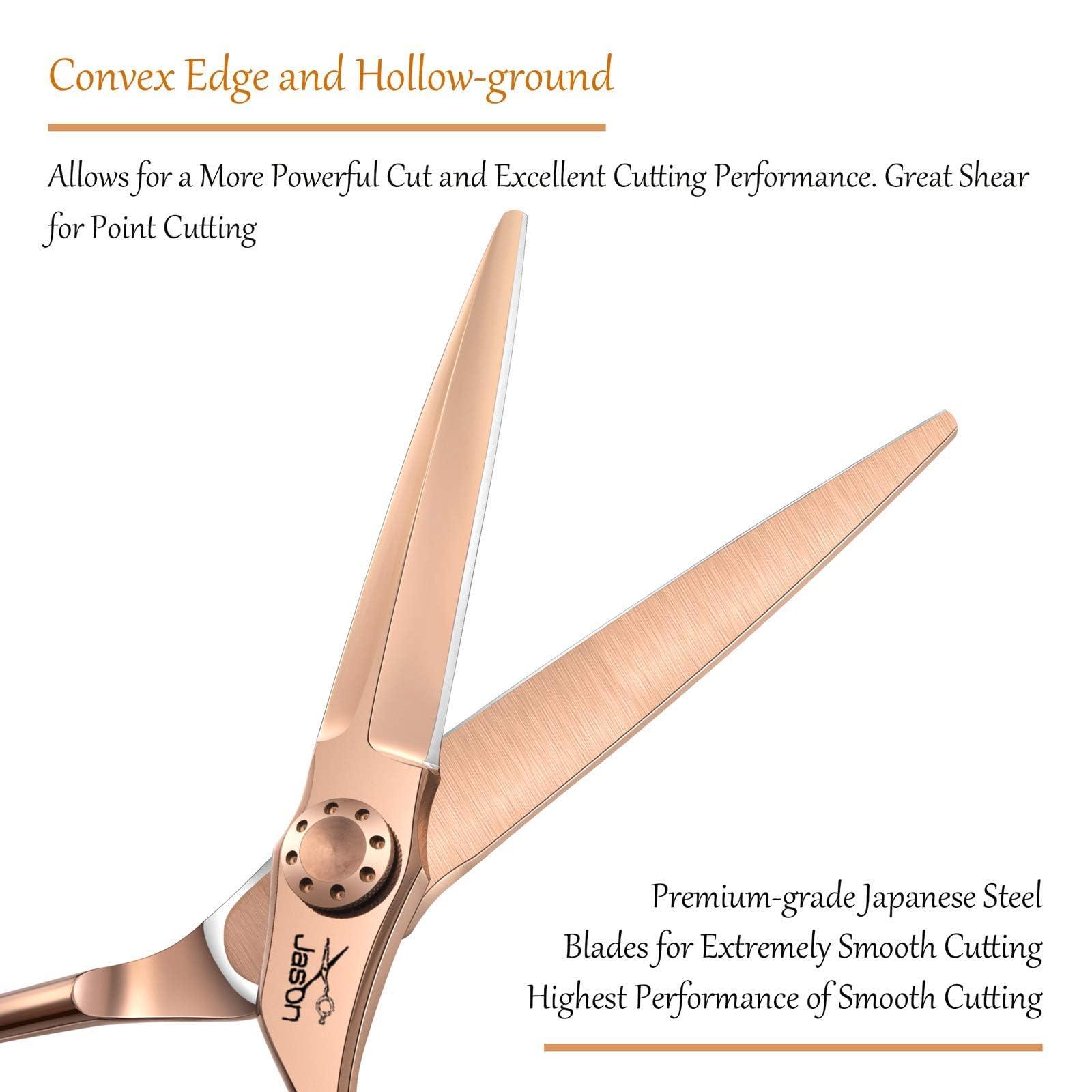 JASON JASON 6\" Hair Cutting Scissors - Professional Haircut Scissor Hair Trimming Shear for Barber, Hairdresser, Stylist, Women and Men, 440C Stainless Steel Hair Cutting Shear, Rosegold