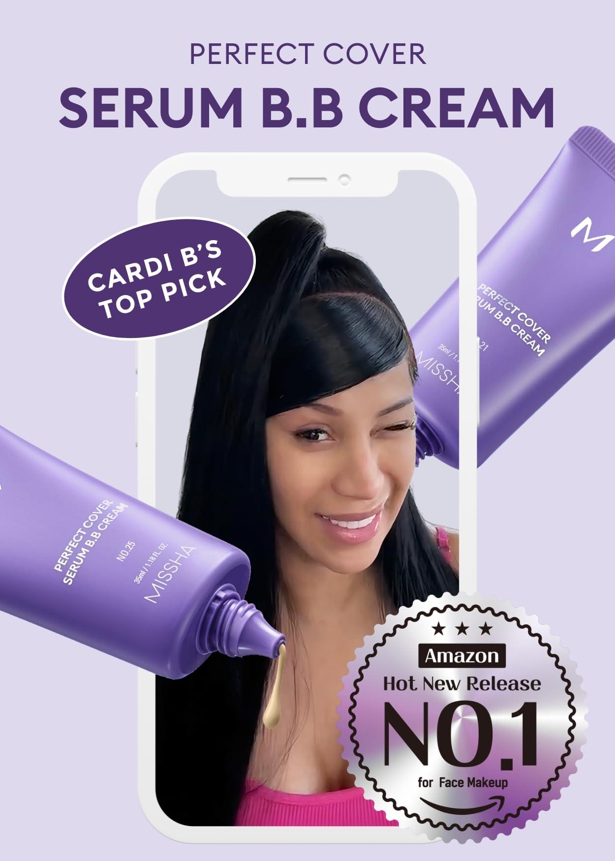 MISSHA MISSHA M PERFECT COVER SERUM BB CREAM No.23 Natural Beige, Skin Care Foundation Makeup, Tinted Moisturizer, Superfood Complex, Buildable Coverage, Glass Skin, Paraben Free, 1.18 Fl oz