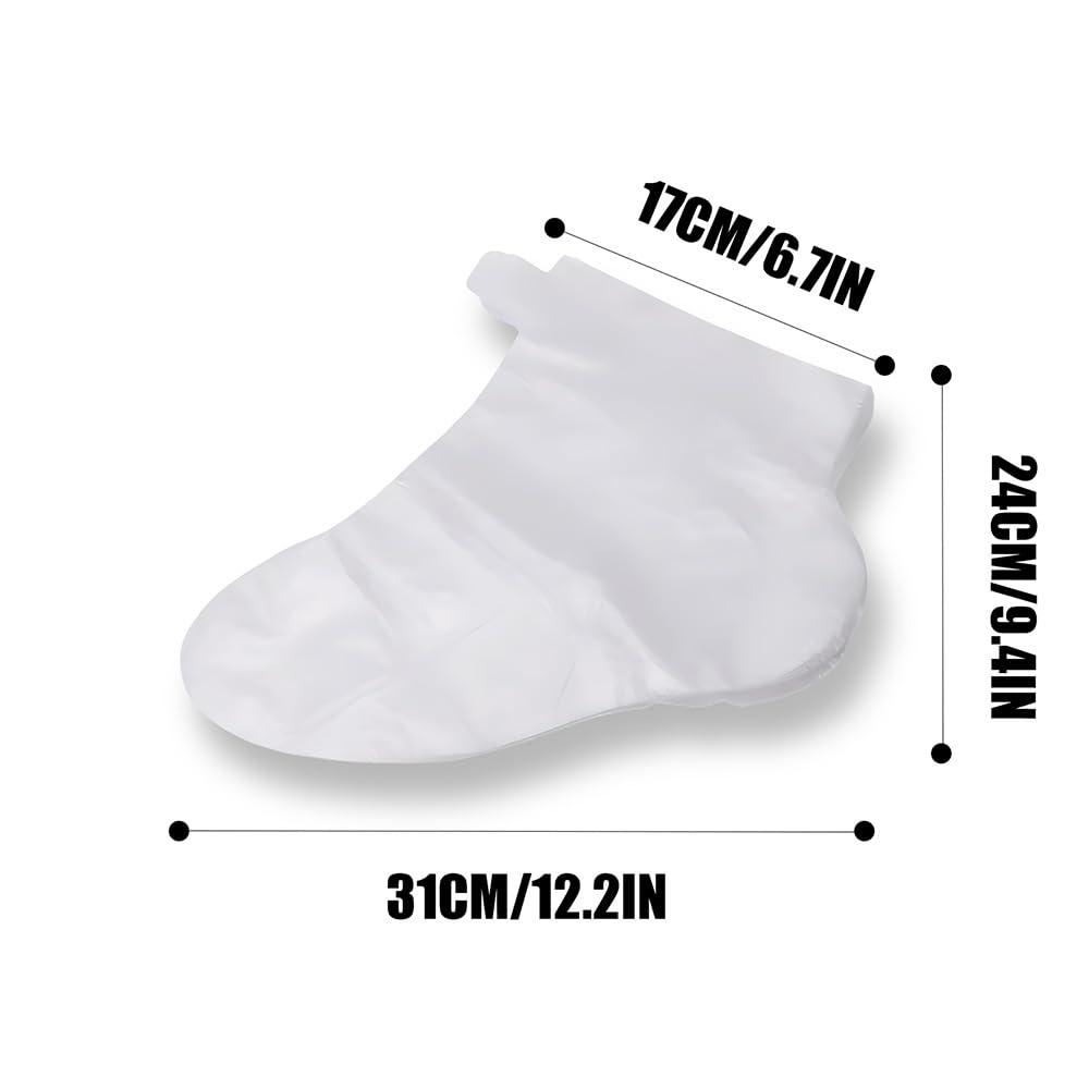 Rukinovi Rukinovi 100pcs Paraffin Bath Liners - Disposable Plastic Foot Covers for Moisturizing Foot Spa, Women's Feet Care Socks (Transparent)