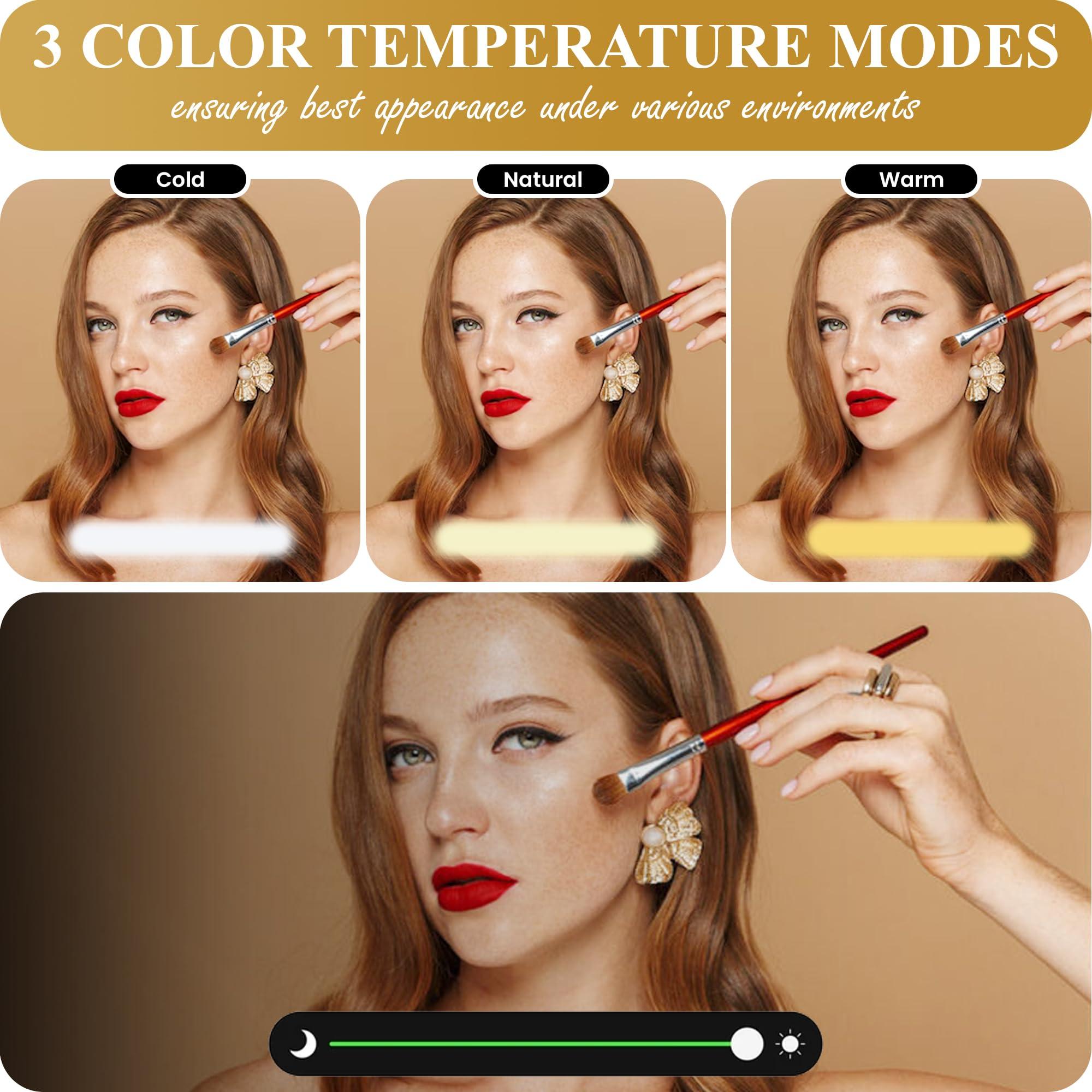 NJ GLAM NJ GLAM Led Compact Mirror, 1X /10X Magnification, 3.9\" X 0.9\" Portable Double Sided Lighted Makeup Mirror, USB Charging, 3 Light Setting and Dimmable, Memory Touch Switch (Pink)