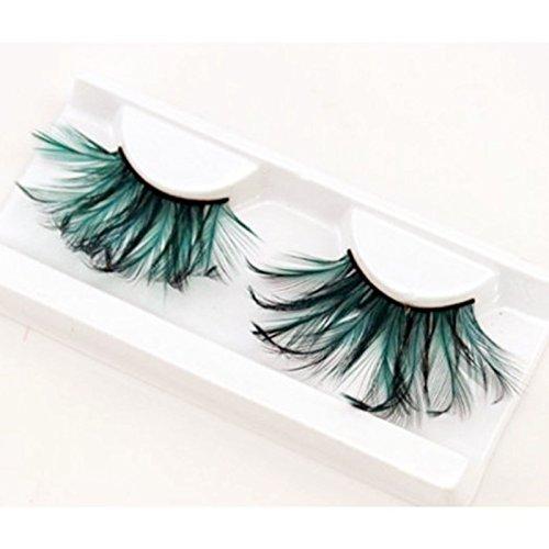 AnHua AnHua 1 Pair Long Feather False Fake Eyelashes Eye Lashes Halloween Fancy Dress Party Cosplay (Blue)