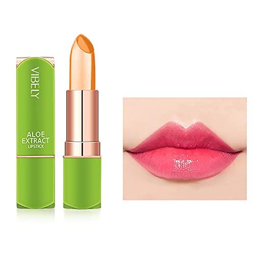 YEZIJIN Aloe-Vera Color Changing Lipstick PH Lip Balm,Magic Tinted Matte Lip Balm, Clear Green Jelly Color Change Lip Lipsticks, Aloe PH Mood Changing Lipstick Women Lip Stain, Labial Lipstick