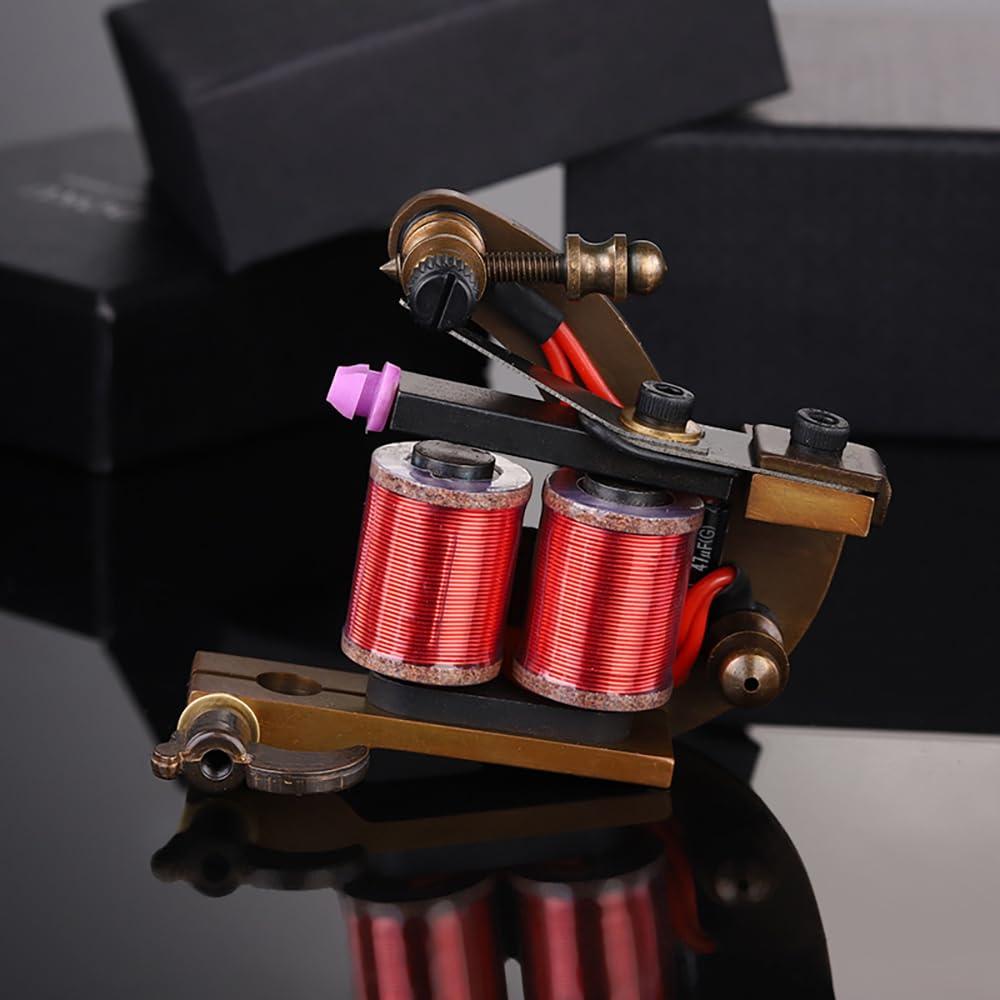 TTOOGO Professional Coils Tattoo Machine - Handcrafted Pure Brass Traditional Liner And Shader Tattoo Tool, Ideal for Continuous Precision Work,Shader