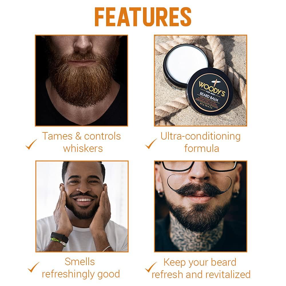 Woody's Woody\'s 2-in-1 Beard Balm, Facial Hair Conditioner and Style Wax, with Coconut Oil, Panthenol, and Natural Beeswax, 2 Oz