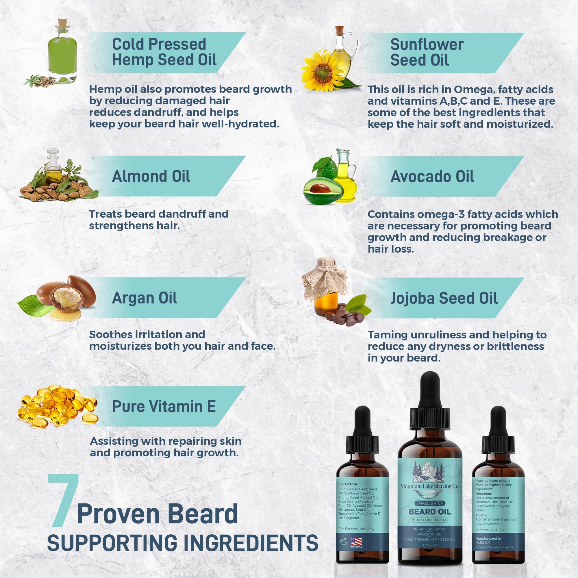 MOUNTAIN LAKE SHAVING MOUNTAIN LAKE SHAVING Co. Small Batch Mens Beard Oil - For Beard Softening, Conditioner, and Itch - Flake Reducer For Beards. (Vanilla)