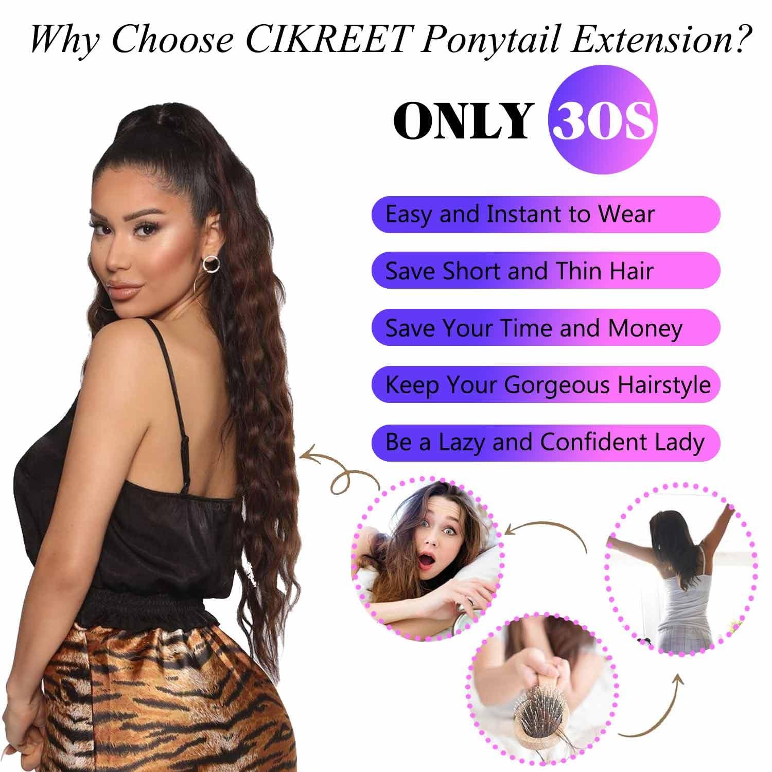 CIKREET Wine Red Ponytail Extension Drawstring Ponytail Curly Ponytail Extension for Women Pony Tails Hair Extensions 26 Inch Long Ponytail Extension Clip in Ponytail Hair Extensions Ponytail Hair Pieces