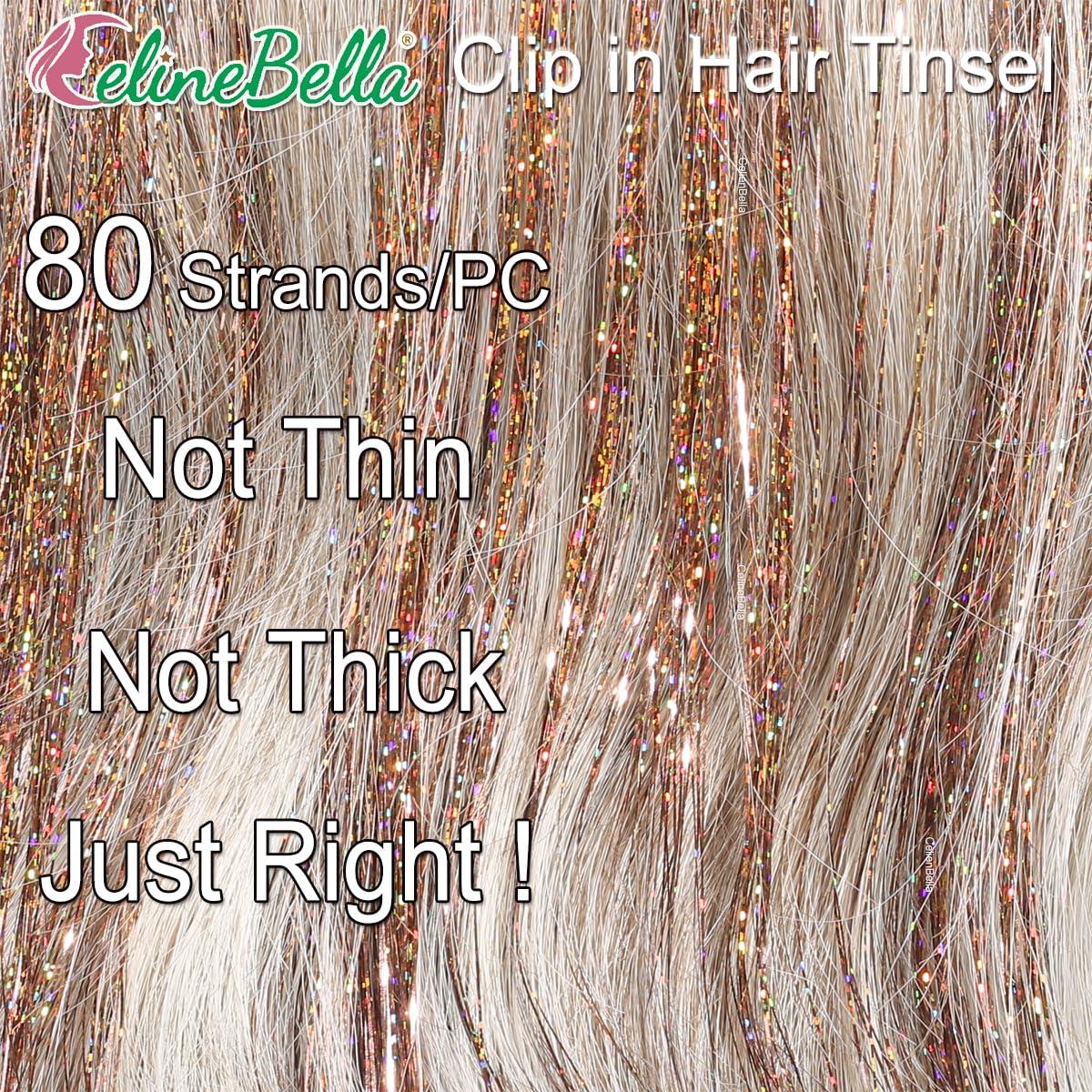 CelineBella CelineBella Coffee Brown Hair Tinsel Clip in for Cosplay Party Festivals(24 Inch Pack of 6Pcs, Coffee)