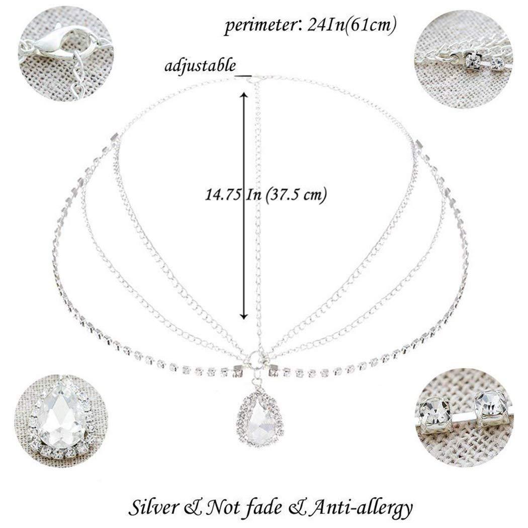 BAROGIRL Barogirl Head Chain Wedding Rhinestones Boho Bridal Headpiece for Women
