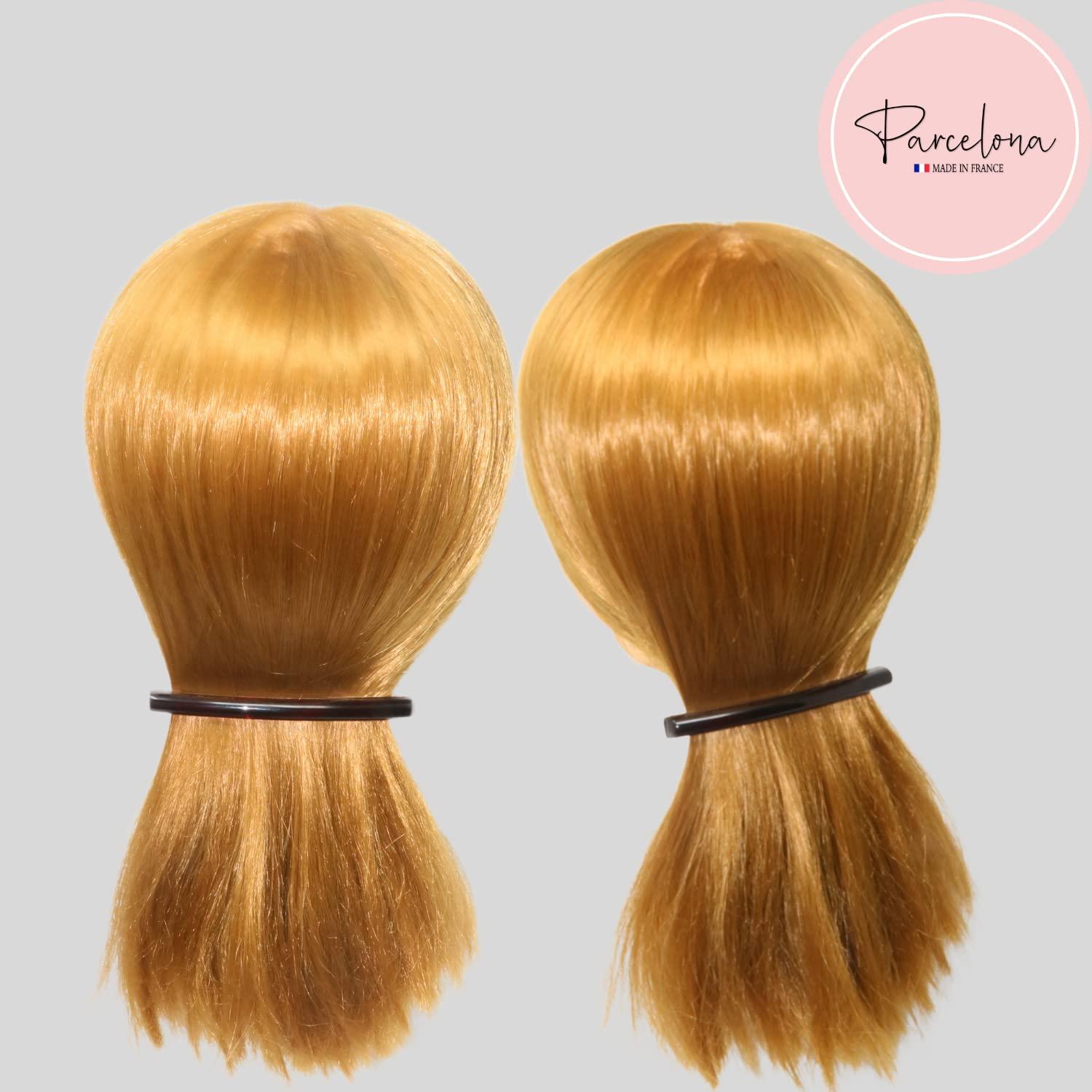 Parcelona Parcelona French Long Narrow Large Celluloid Set of 2 Acetate No Slip Automatic Hair Clips Strong Hold Hair Barrette for Women and Girls, Made in France (Tortoise Shell-Black)