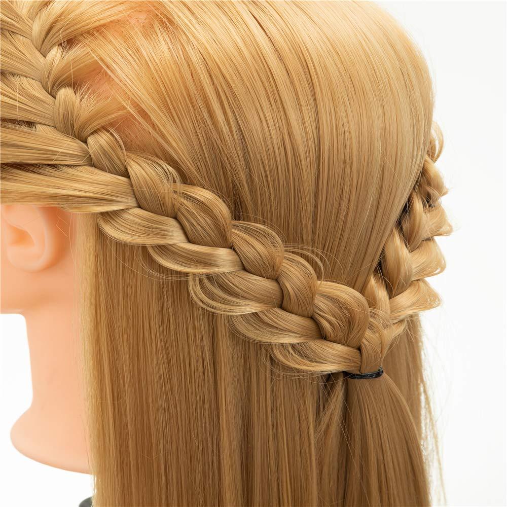 Rruaneal Cosmetology Mannequin Head Hair Styling 26-28inch Training Head Synthetic Fiber Manikin Head Doll Head with Clamp #27 Blonde 20Inch