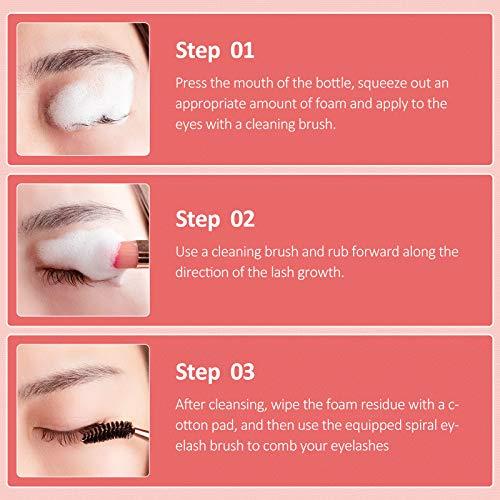 BREYLEE Eyelash Extension Cleanser, BREYLEE Eyelash Extension Shampoo Eyelash Extension Foam & Brushes Eyelid Cleanser for Makeup Remover Paraben & Sulfate Free for Salon and Home Use(200ml, 7 fl oz)