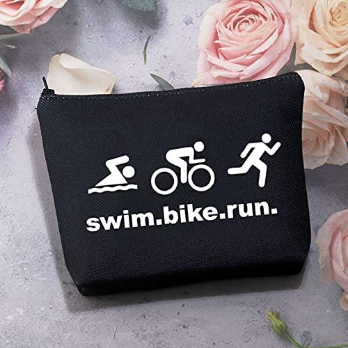 BDPWSS BDPWSS Triathlon Gifts Swim Bike Run Cosmetic Makeup Bag Travel Pouch For Women Triathlete Inspirational Gift Triathlon Lover Gift (swim bike run bl)