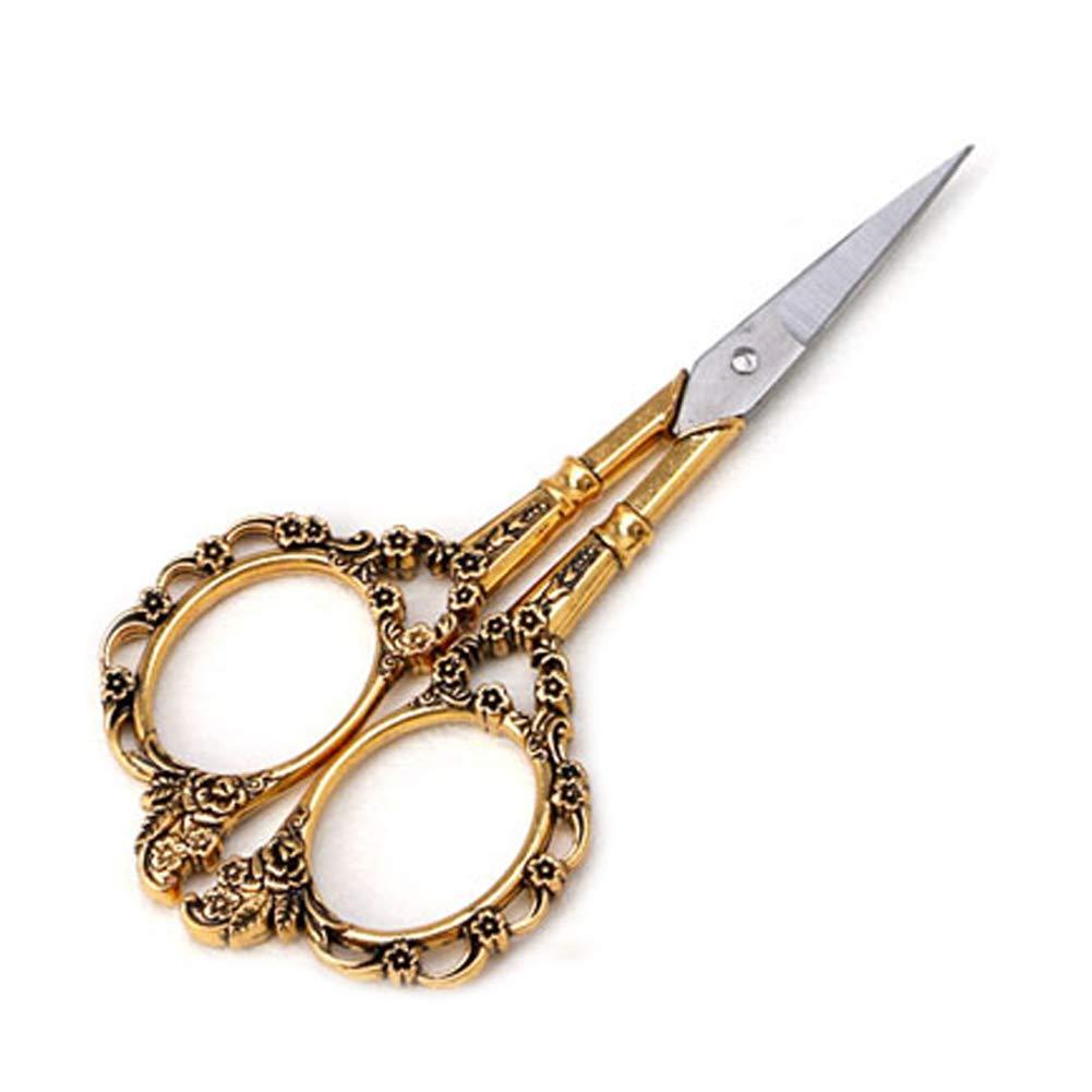 EBANKU Professional Manicure Scissors, EBANKU Vintage Stainless Steel Cuticle Precision Beauty Grooming for Nail, Facial Hair, Eyebrow, Eyelash, Nose Hair (Gold)