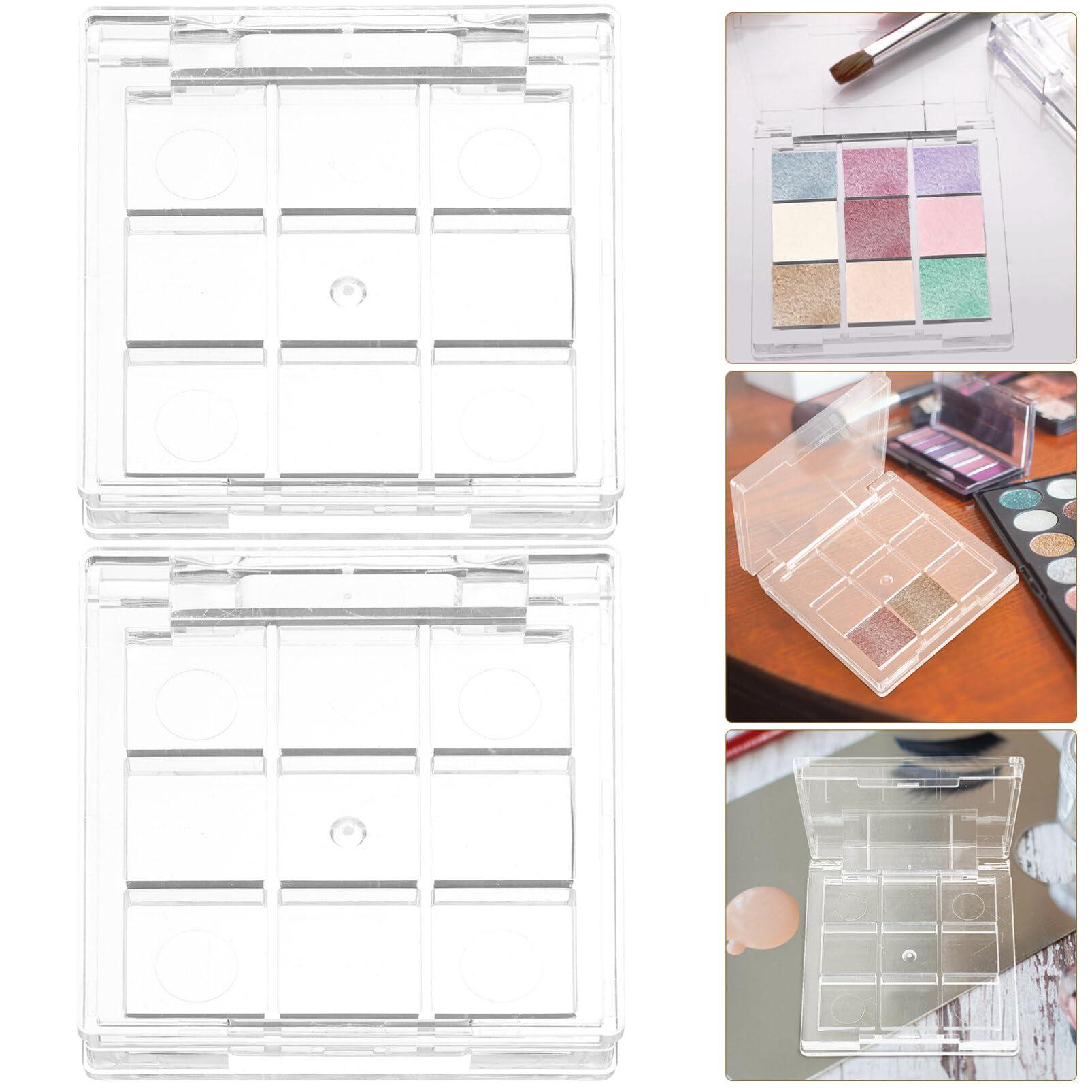 Healifty Healifty 2pcs Empty Lipstick Palette 9 Grids Diy Eyeshadow Powder Blush Lipstick Palette Empty Highlighters Container for Women