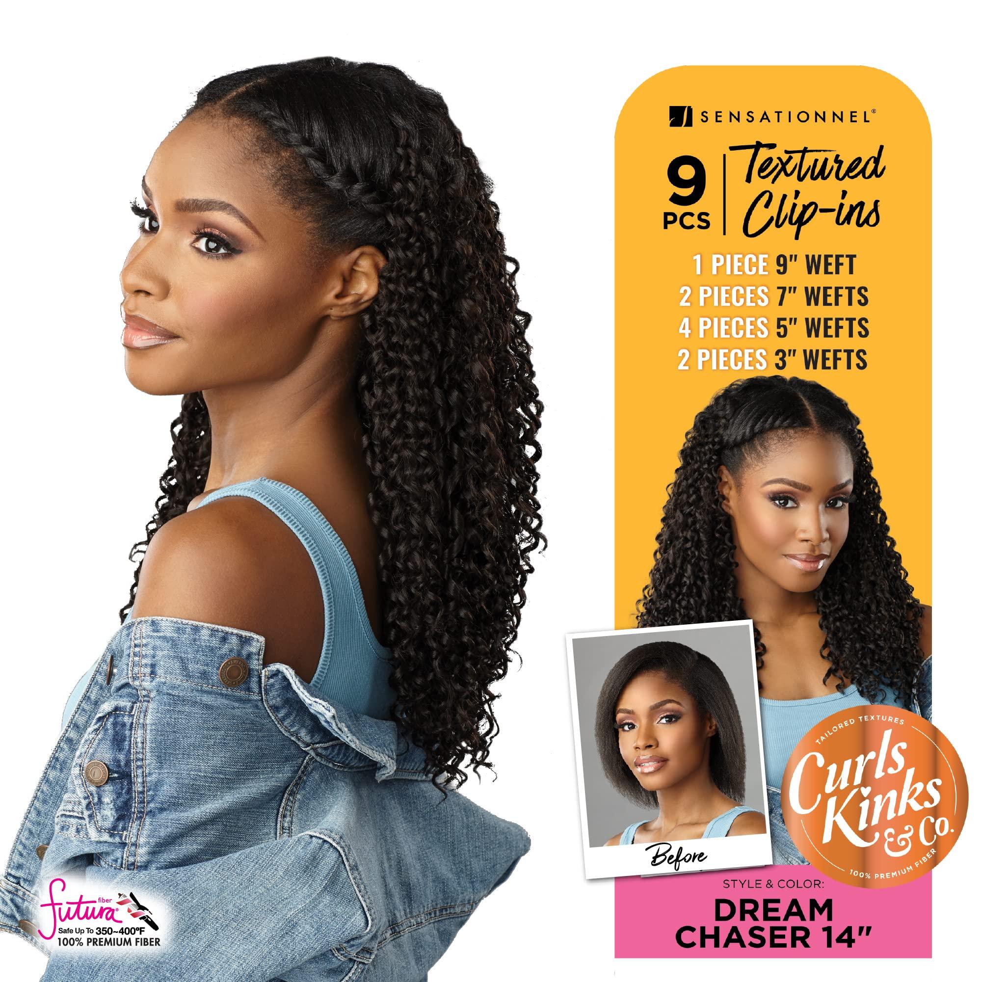 Sensationnel Sensationnel Clip in Dream Chaser - 14 inch Textured Clip in 9 Piece Pack Adds Volume Protective Style - Curls Kinks & Co (T2/BG)