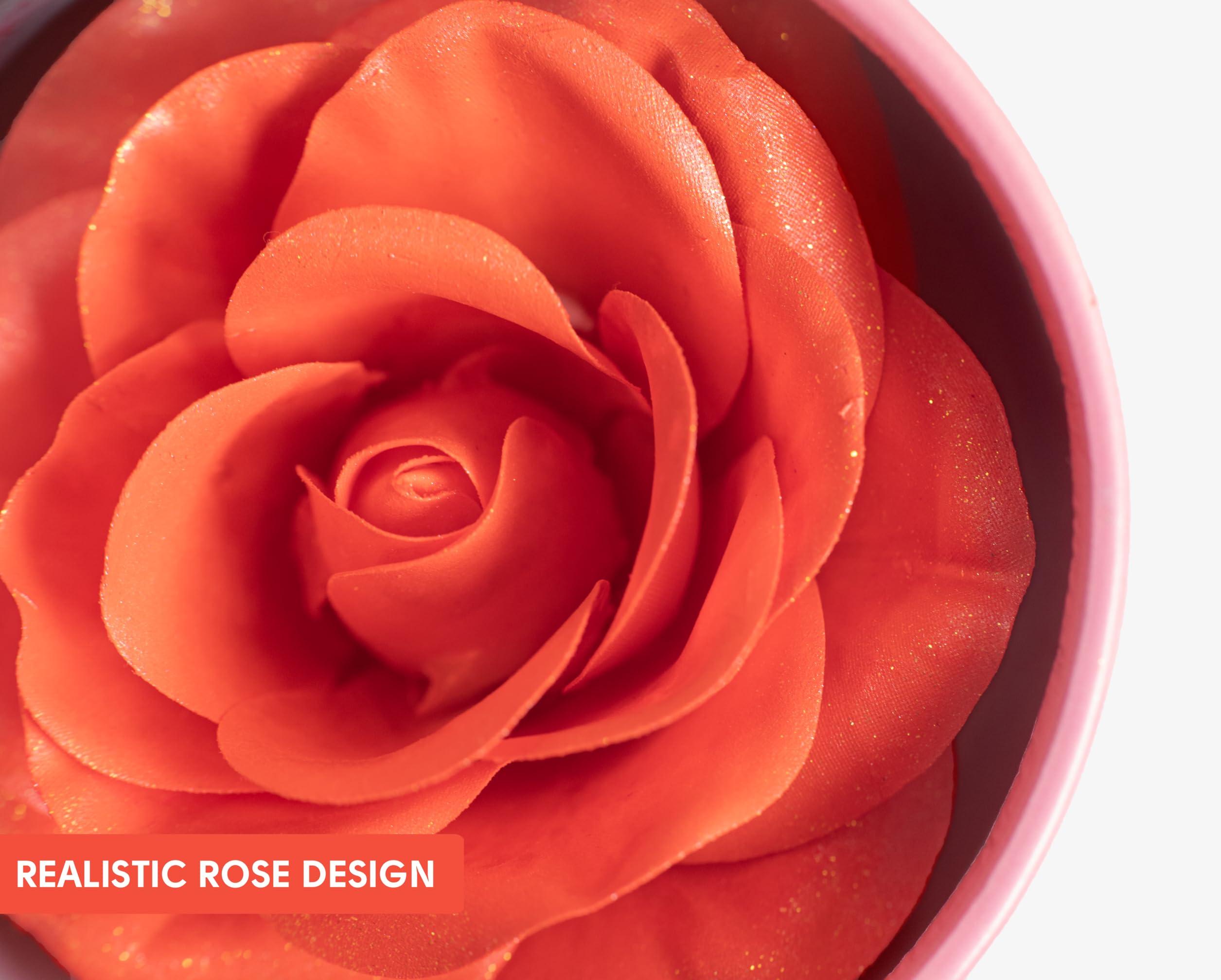 Be. More. Happy. 3D petal rose makeup blush gift highlighter Rare beauty blush rubor forma de rosa real rose flower red blush (Orange)