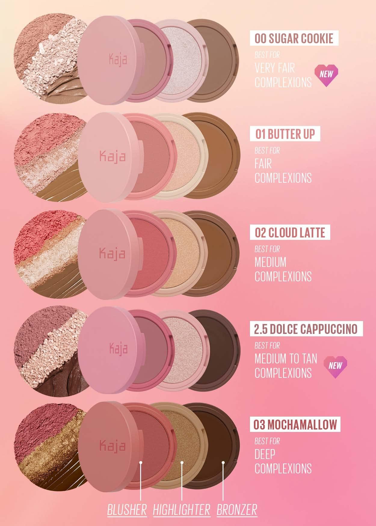 Kaja Kaja Lip & Blush Glazed Keychain Stain - Jelly Charm 03 Berry Colada + 3-in-1 Blendable Sculpting Trio - Play Bento 02 Cloud Latte Bundle