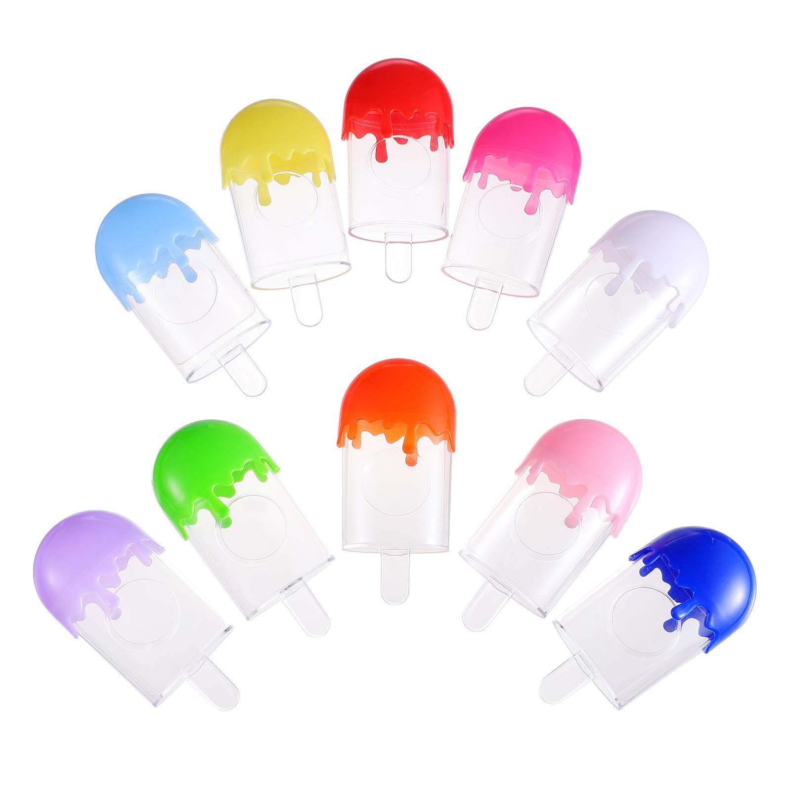 Lurrose Clear Container Eyelash Storage Boxes, 10Pcs Lovely Ice Cream Shaped Empty False Lashes Packaging Case Fake Eyelash Container Storage Case with Clear Tray for Women Girls Travel Container